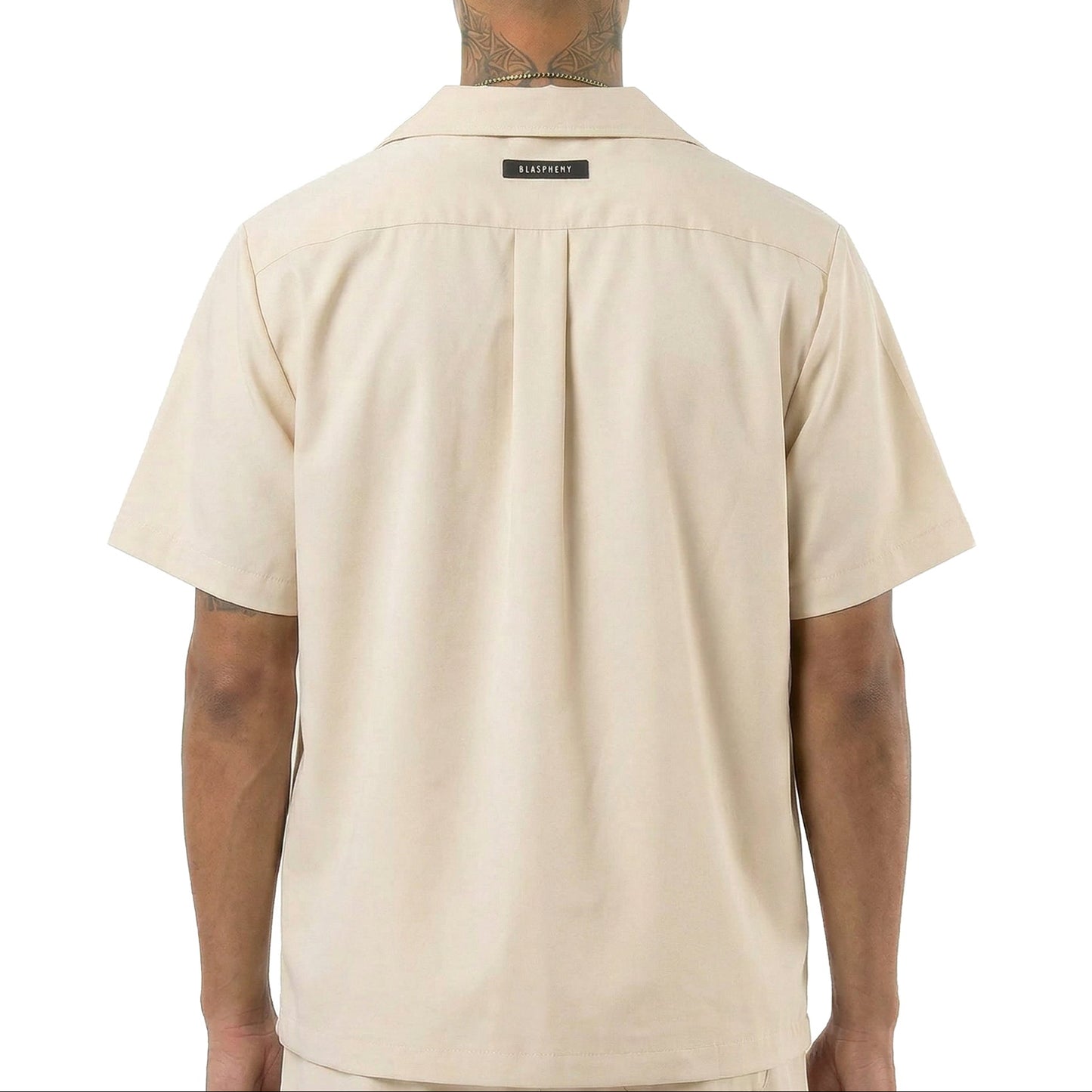 Beige Short Sleeve Button Down