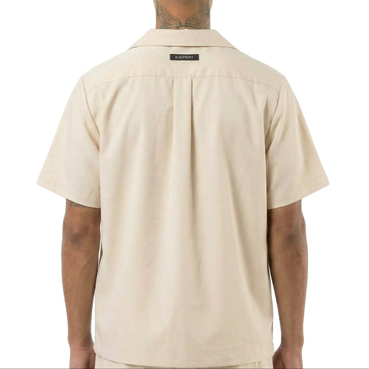 Beige Short Sleeve Button Down